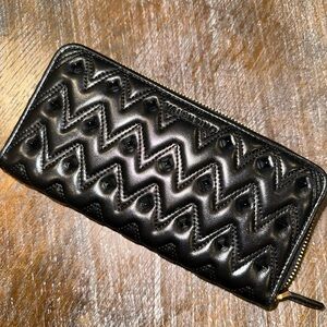 Valentino Black Zigzag Studded Wallet